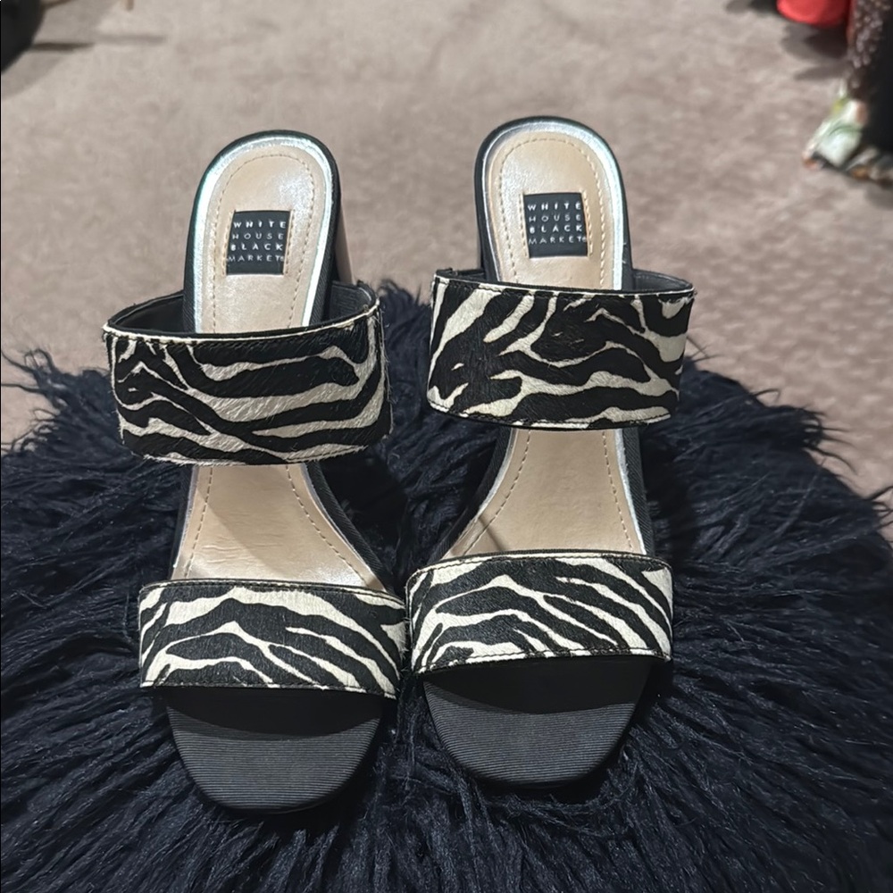 White House Black Market Zebra Print Heels
